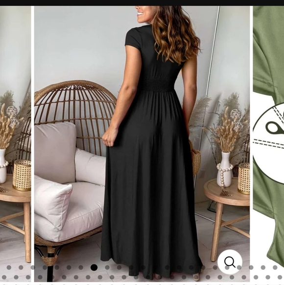 ANRABESS Womens Maxi Dress BLUE Summer Beach Dress Short Sleeve Dressy LARGE - Picture 2 of 11